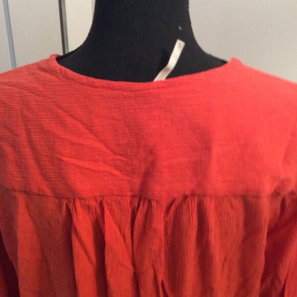 Red Free People Peplum Surplice Shirt Large L Long Sleeve - Picture 5 of 6